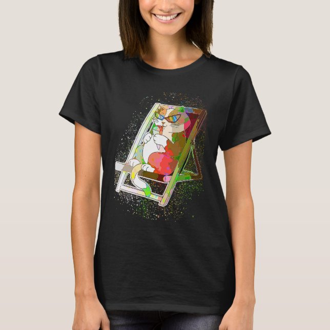 Bunte Farbklecks-Eiscreme-Katze T-Shirt (Vorderseite)