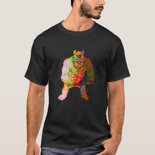 Bunte Farbspritzer wütender Hund Pitbull T-Shirt