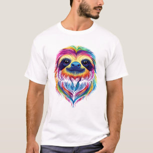 Bunte Faultier-Gesicht Süße Regenwald Dschungel Ti T-Shirt