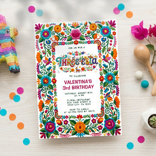 Bunte Fiesta Floral Drei-esta Dritte Geburtstag Einladung