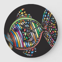 Bunte Fisch-Wanduhr