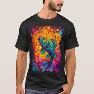Bunte Fische inmitten abstrakter floraler Pracht T-Shirt