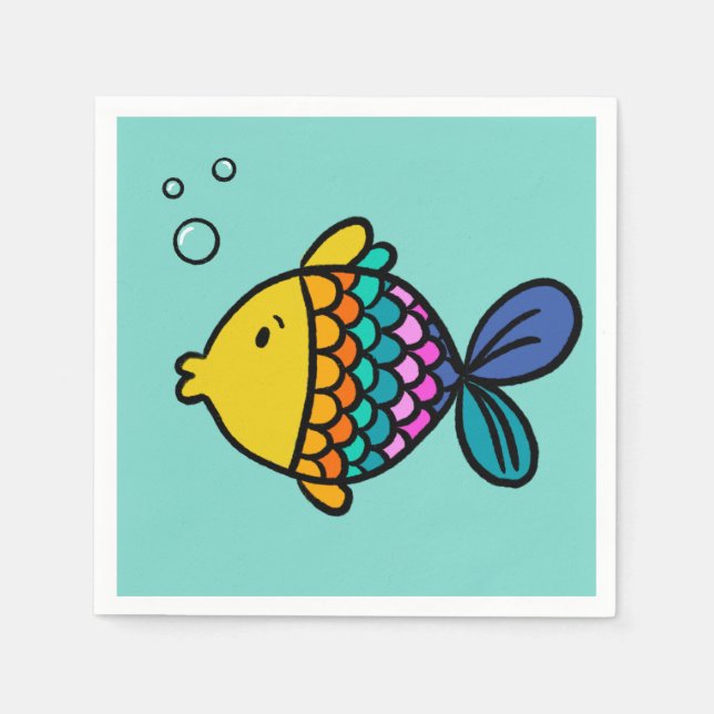 Bunte Fische mit blauen Hintergrund Servietten (Vorderseite)