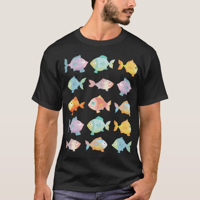 Bunte Fische Schwimmen T-Shirt (Vorderseite)