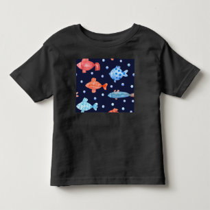 Bunte Fische und Perlen auf navyblauem Hintergrund Kleinkind T-shirt