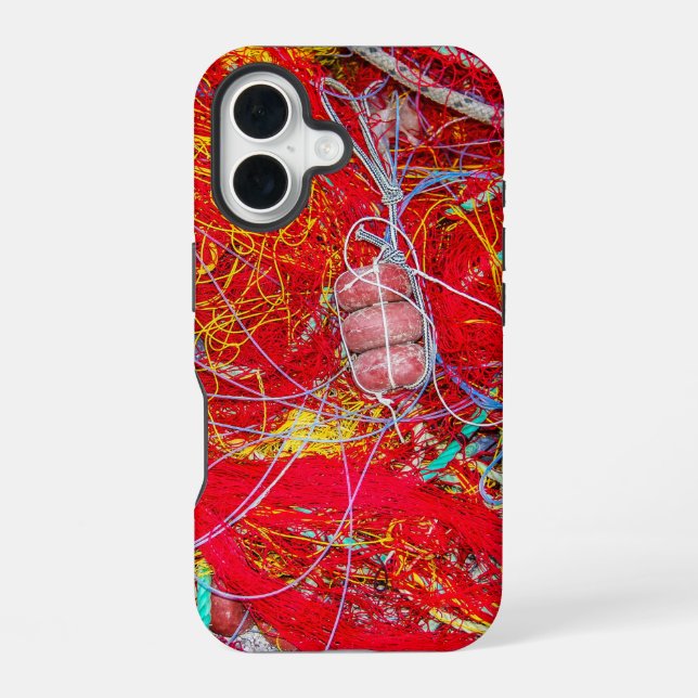 Bunte Fischernetze iPhone 16 Hülle (Rückseite)