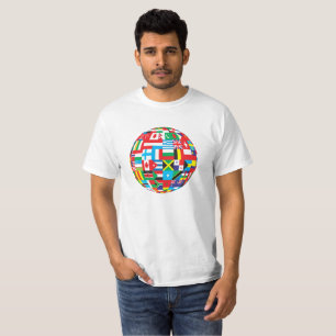 Bunte Flaggen der Weltkugel T-Shirt