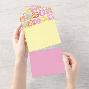 Bunte Fliesen Botanical Folk Whimsical All In One Einladung