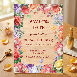 Bunte florale 82. Geburtstagsfeier - Save the Date Acryleinladungen