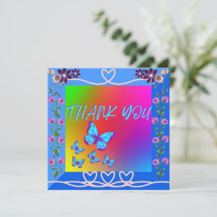 Bunte florale Boho-Gradient-Flache Danke-Karte Dankeskarte