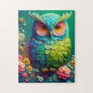 Bunte florale Eule 252-Teile-Puzzle Puzzle