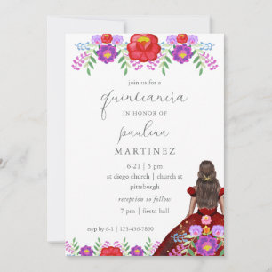 Bunte Florale Fiesta Quinceañera Prinzessin Einladung