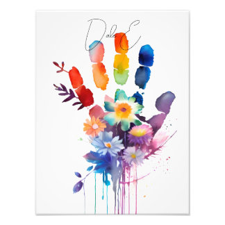 Bunte florale Handabdruck-Wandkunst Fotodruck