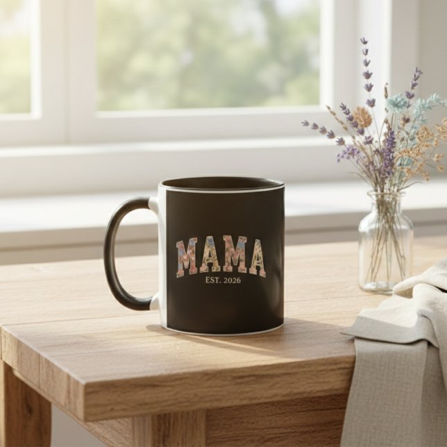Bunte Florale Mama-Varsity-Mutterschaft-Kunst Tasse (Von Creator hochgeladen)