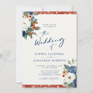 Bunte Florale QR-Code-Hochzeit Einladung