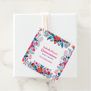 Bunte Florale Quinceanera Mexikanische Fiesta Geschenkanhänger