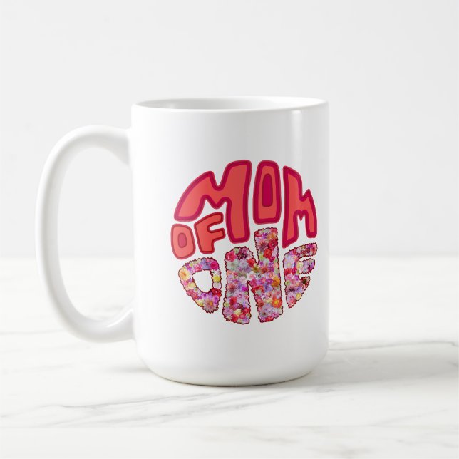 Bunte florale Typografie Mutter von einem Geburtst Kaffeetasse (Links)