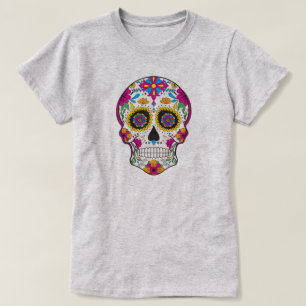 Bunte florale Zuckerschädel T-Shirt