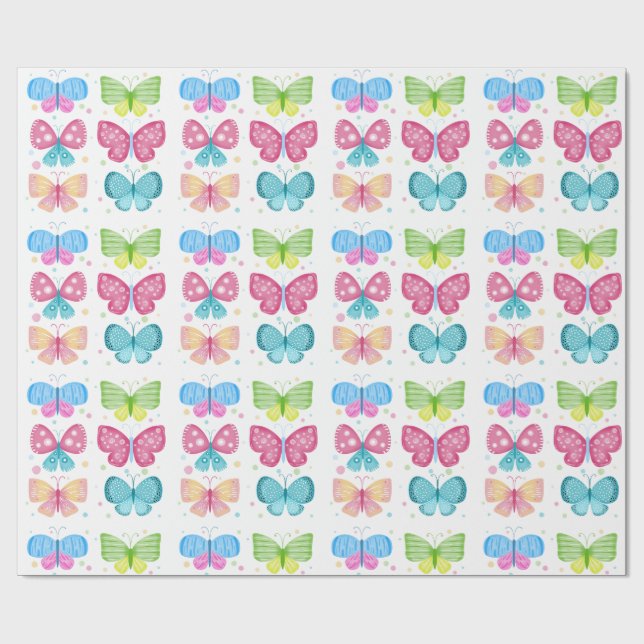 Bunte Flutter-Freunde Geschenkpapier (Flach)