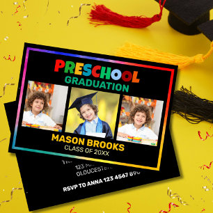 BUNTE FOTOCOLLAGE ZUR ABSCHLUSSFEIER VON VORKLASSE EINLADUNG