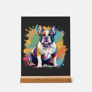 Bunte Französische Bulldoggen-Kunst für Hunde-Lieb Acrylschild