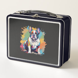 Bunte Französische Bulldoggen-Kunst für Hunde-Lieb Metall Brotdose