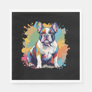 Bunte Französische Bulldoggen-Kunst für Hunde-Lieb Serviette