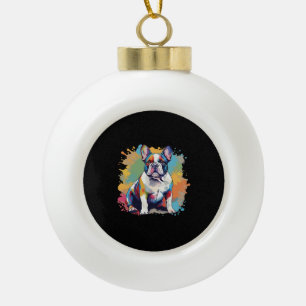 Bunte Französische Bulldoggen-Kunst für Hundeliebh Keramik Kugel-Ornament
