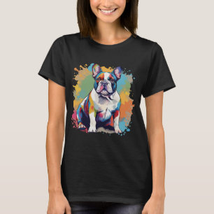 Bunte Französische Bulldoggen-Kunst für Welpenlieb T-Shirt