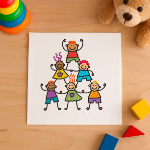 Bunte Freundschaftspyramide für Kinder Serviette