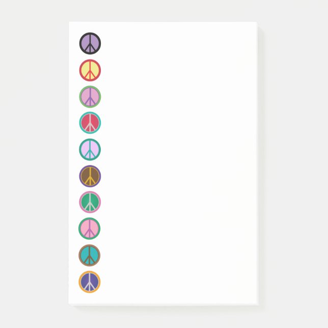 Bunte Friedenssymbole Post-it Klebezettel (Vorderseite)