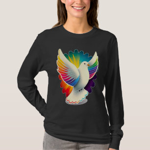 Bunte Friedenstaube Friedenstaube Blumen Welt T-Shirt