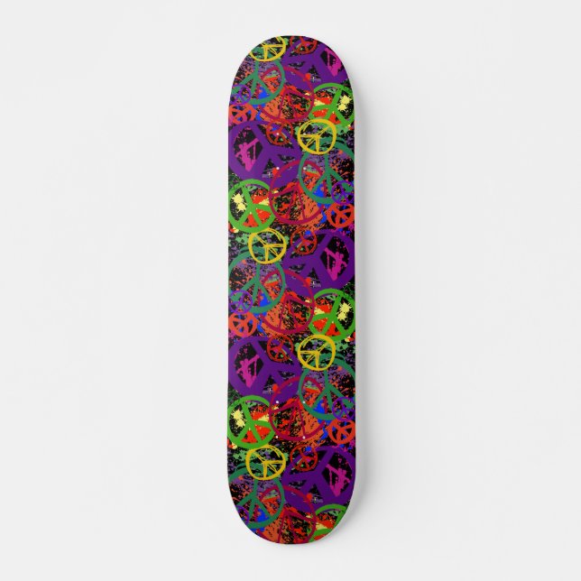BUNTE FRIEDENSzeichen-COLLAGE Skateboard (Vorne)