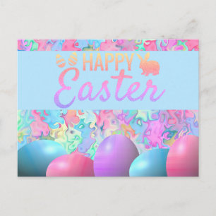 Bunte Frohe Ostern Eier auf Marmor Hintergrund Postkarte