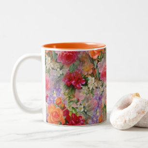 Bunte Frühlings-Blumen Zweifarbige Tasse
