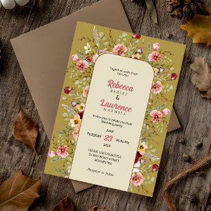 Bunte Frühlings Sommer Wiesen Hochzeitseinladung Einladung