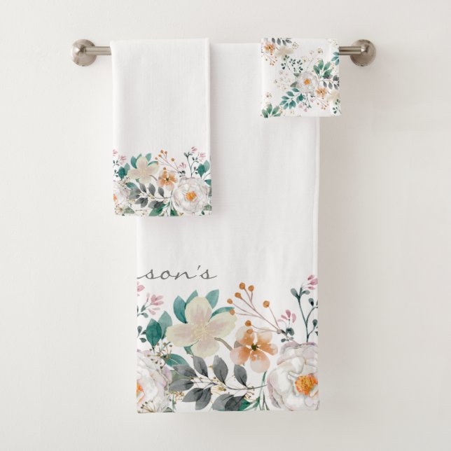 Bunte Frühlingsblumen Badhandtuch Set (Insitu)