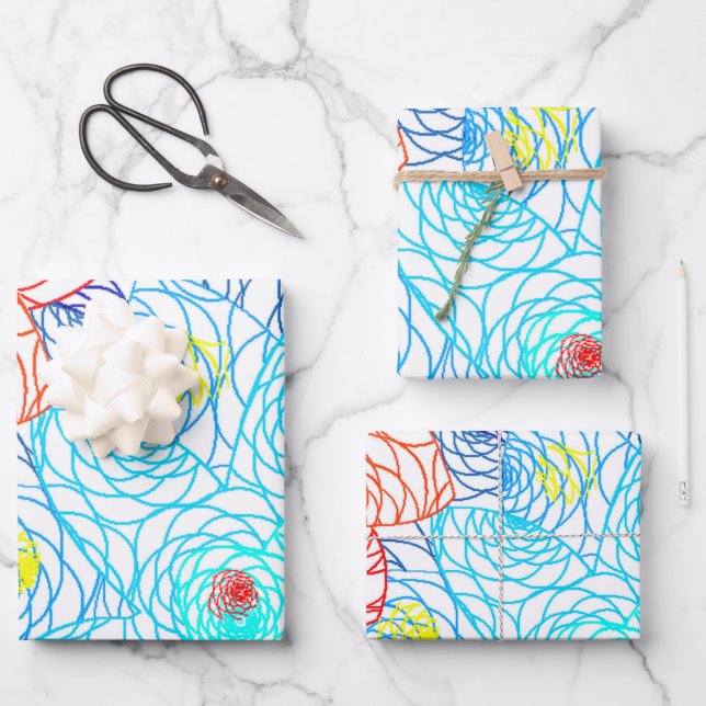 Bunte Frühlingsblumen Geschenkpapier Set (Vorderseite)