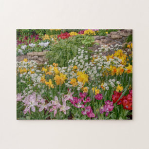 Bunte Frühlingsblumen in voller Blüte Puzzle