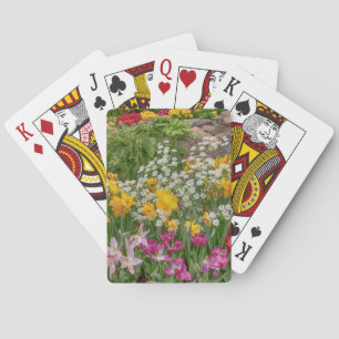 Bunte Frühlingsblumen in voller Blüte Spielkarten