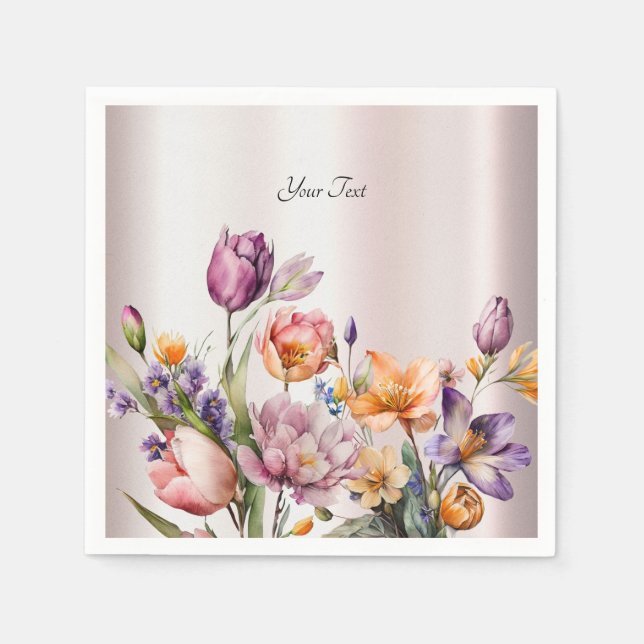 Bunte Frühlingsblumen Napkins Serviette (Vorderseite)