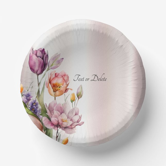 Bunte Frühlingsblumen Pappteller (Vorderseite)