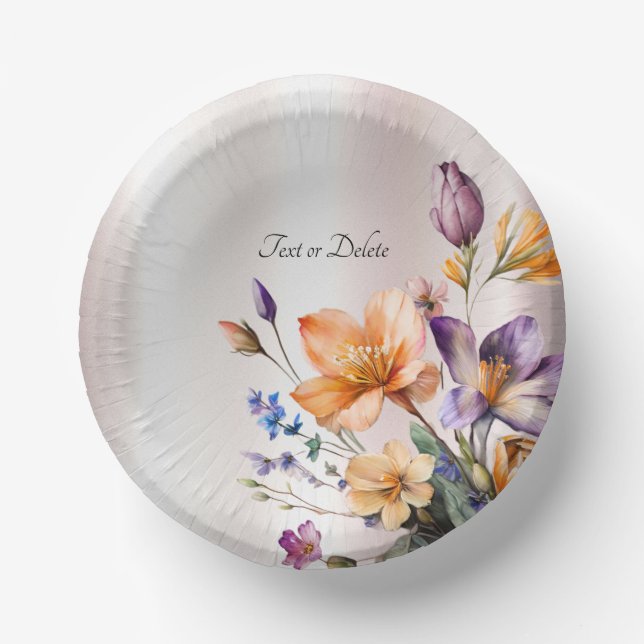 Bunte Frühlingsblumen Pappteller (Vorderseite)