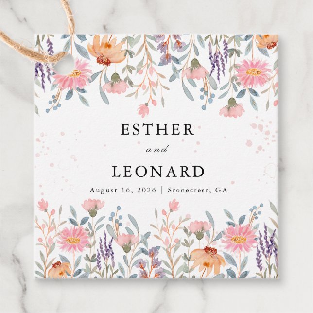 Bunte Frühlingsfeier Wildblume Geschenkanhänger (Vorderseite)