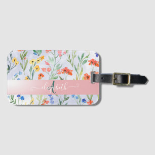 Bunte Frühlingswiesen-Blumenwiese Monogramm Gepäckanhänger