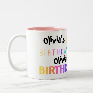 Bunte Fun Typografie Happy Birthday Zweifarbige Tasse