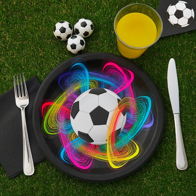Bunte Fußball-Papierteller Pappteller (Von Creator hochgeladen)