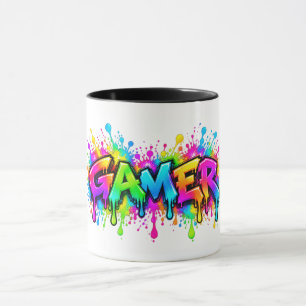 Bunte Gamer-Graffiti-Gaming-Regenbogen-Tasse Tasse