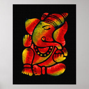 Bunte Ganesha Leinwand-Öl-Malerei Poster