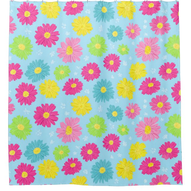Bunte Gänseblümchen Duschvorhang (Vorderseite)
